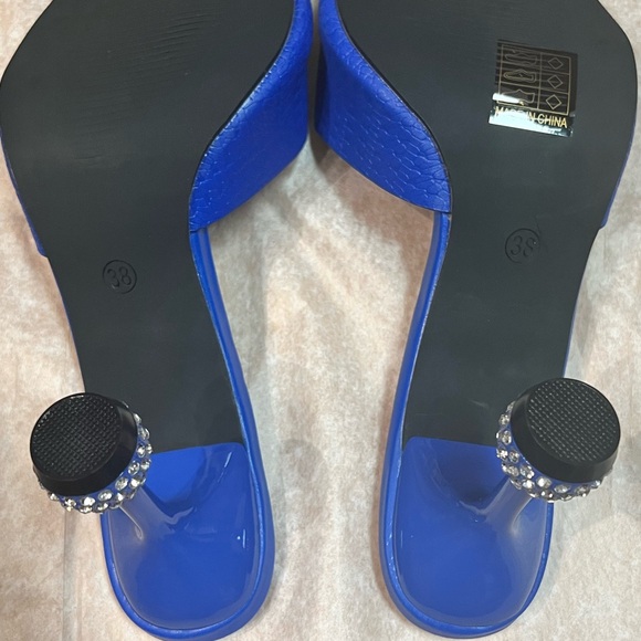 SHEIN Crystal Ball Heeled Slipper Sandal in Blue (US 7) - Picture 9 of 13